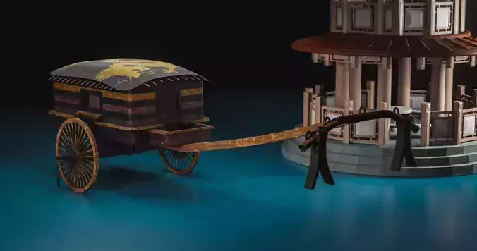 Ancient - Medieval Chinese Qin War Chariot with 4k textures 3D model