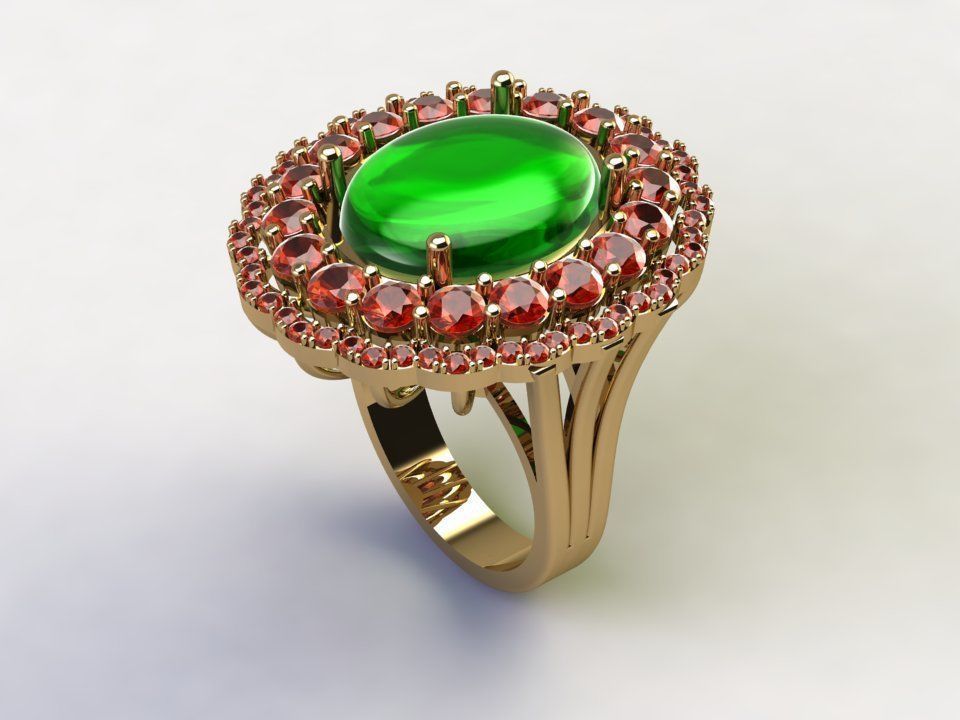 Solitaire women ring use natural gem 3D model_4