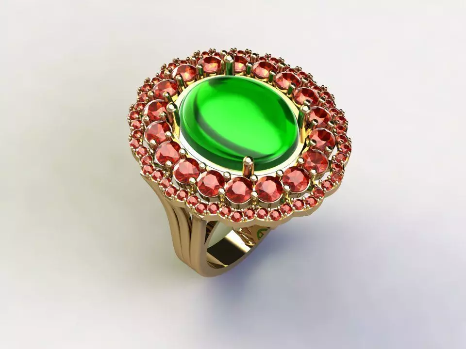 Solitaire women ring use natural gem 3D model_0