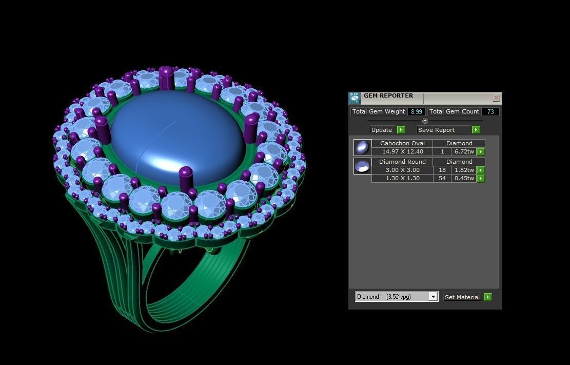 Solitaire women ring use natural gem 3D model_5