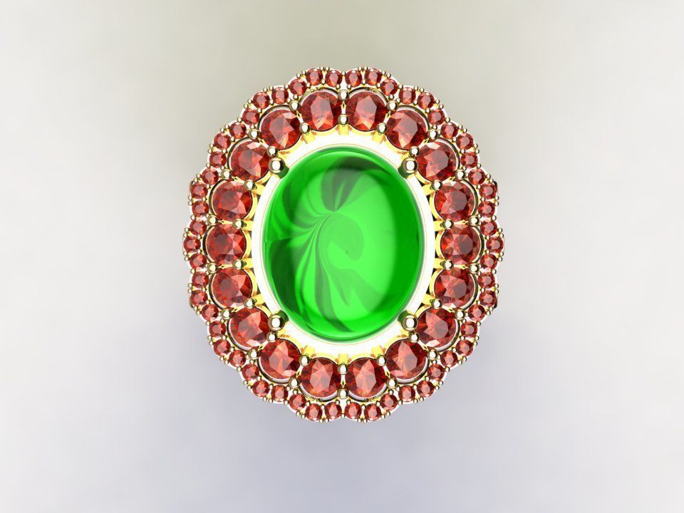 Solitaire women ring use natural gem 3D model_2