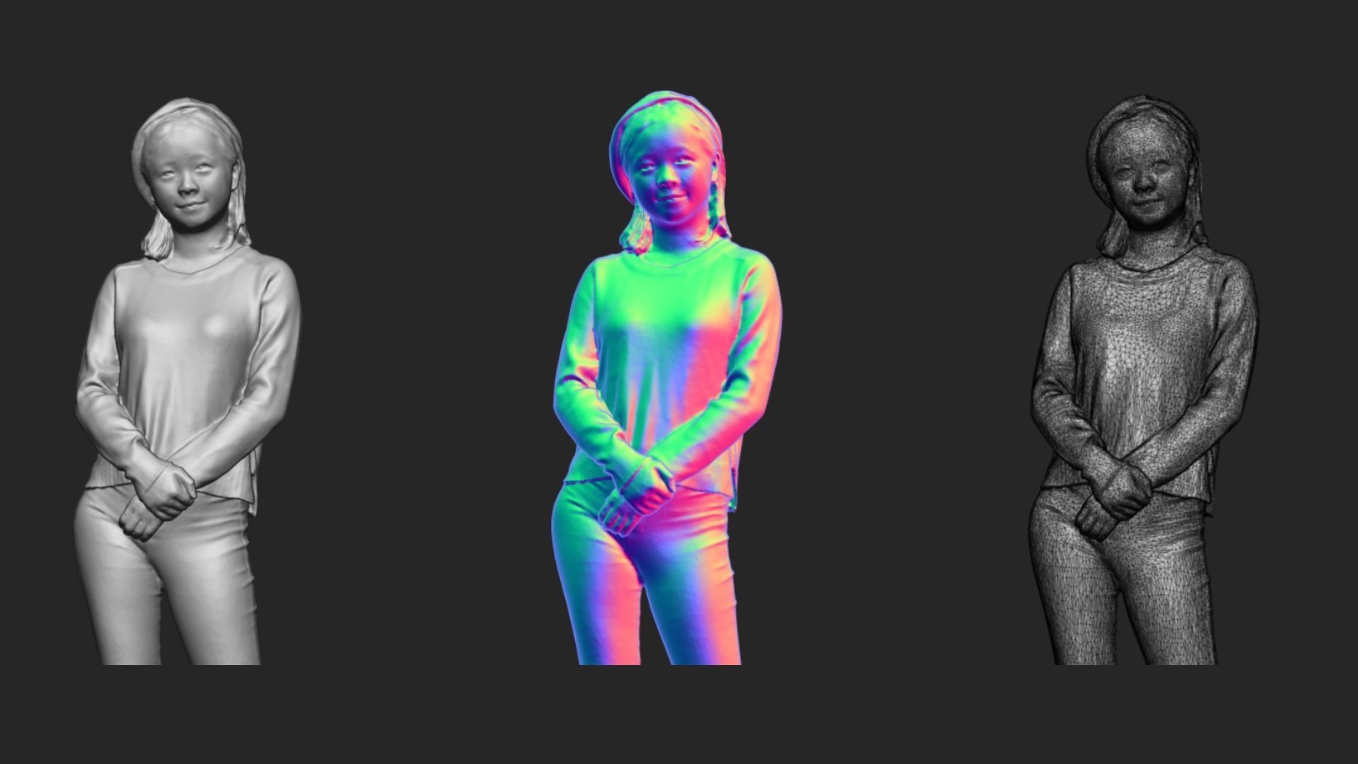 A Young Woman Standing Alone In Half Body Portrait  3D model_6