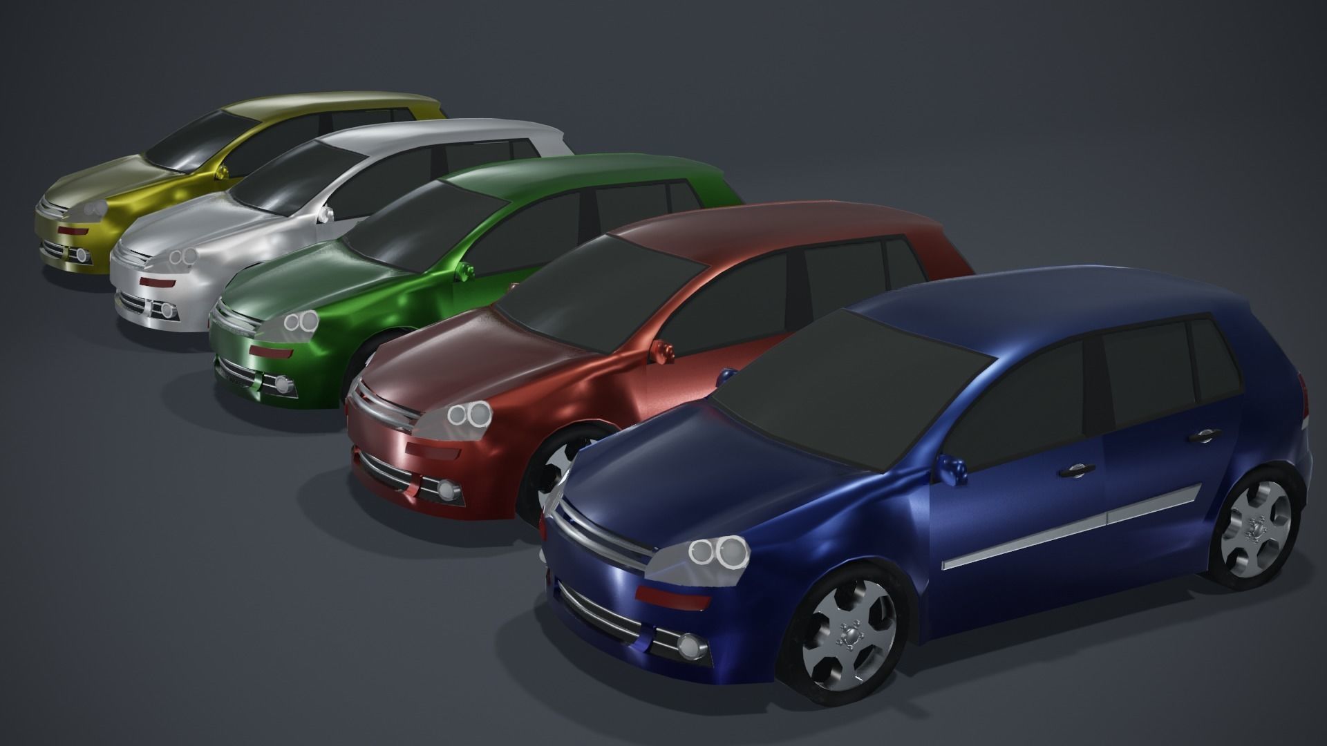 Generic Passenger Car Lowpoly 3D Models Pack Low-poly 3D model_7