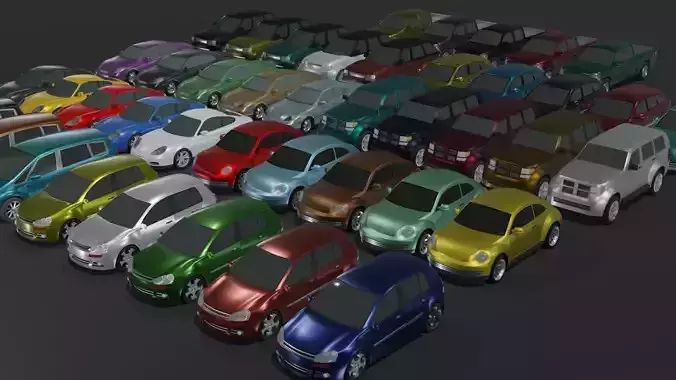Generic Passenger Car Lowpoly 3D Models Pack Low-poly 3D model