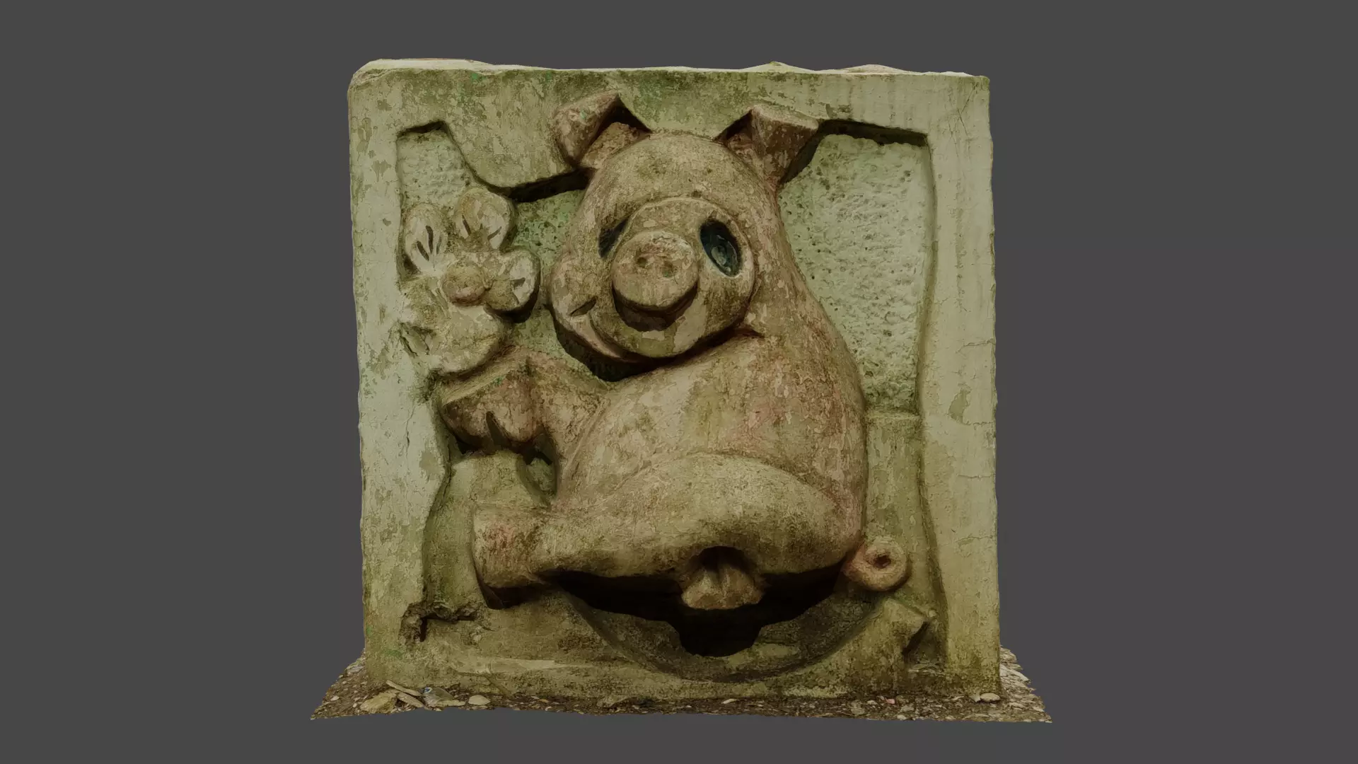 Stones with cartoon characters 2 Low-poly 3D model_0