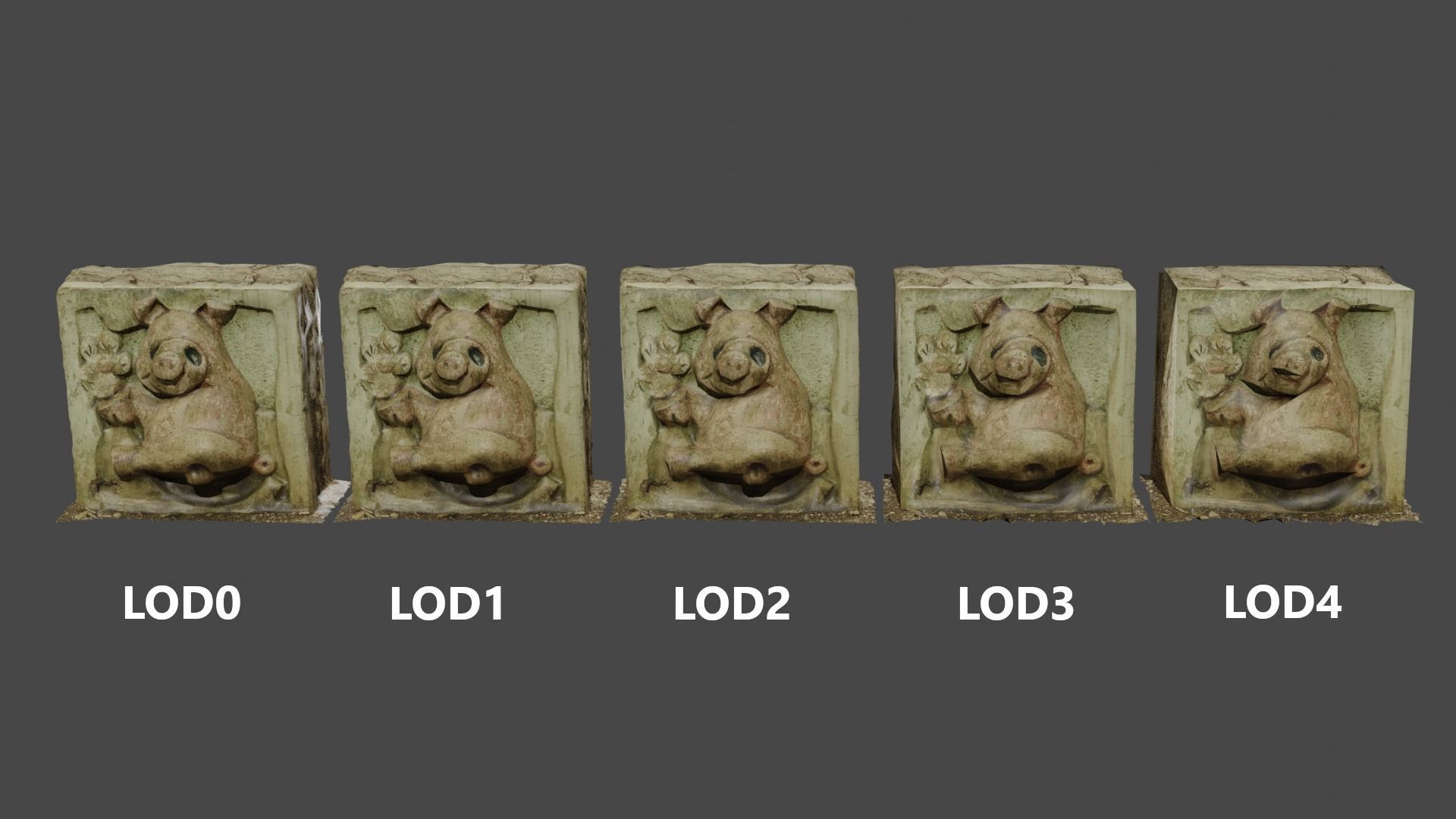 Stones with cartoon characters 2 Low-poly 3D model_6