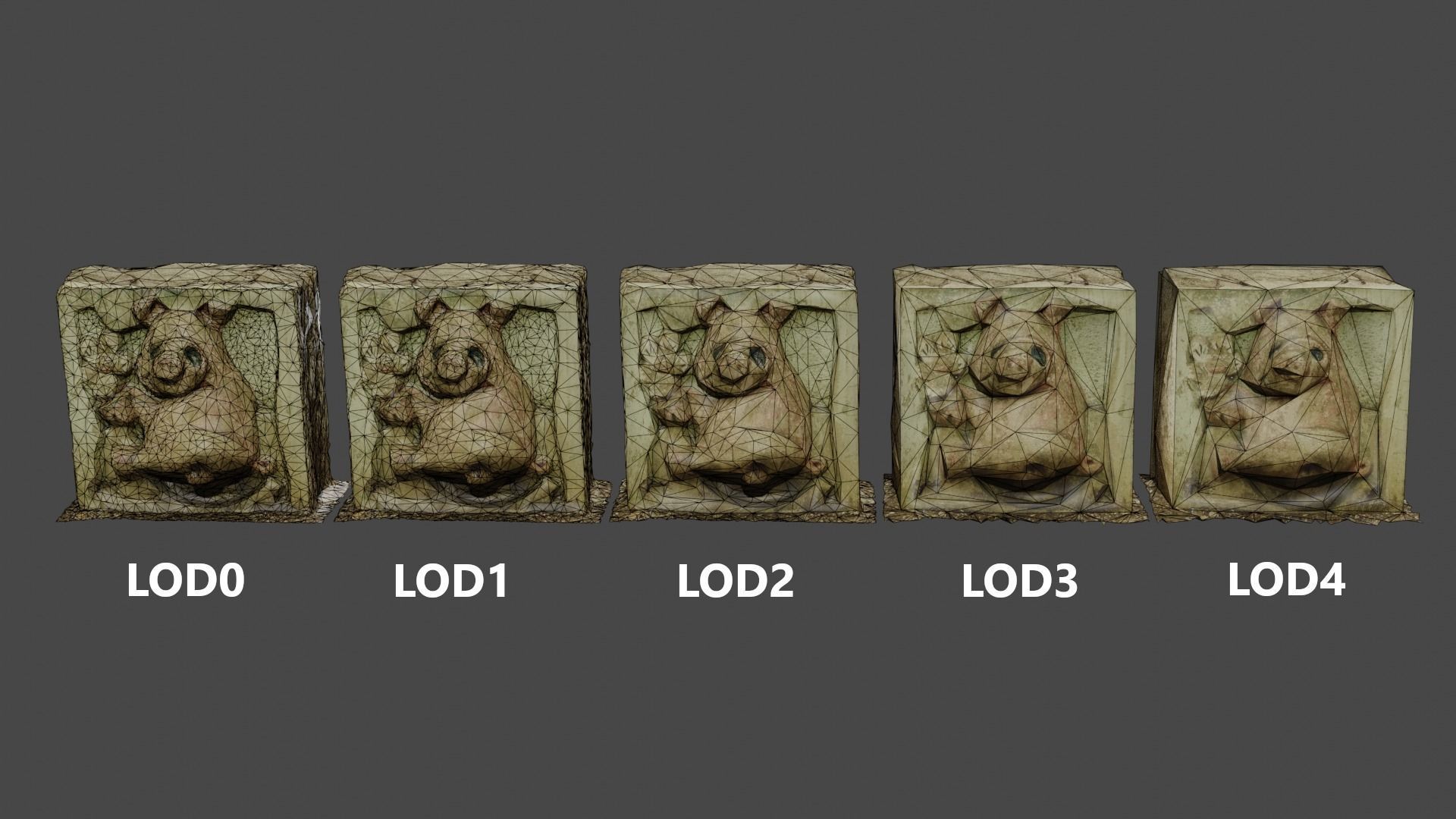 Stones with cartoon characters 2 Low-poly 3D model_7