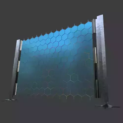 Space Game Ready Styled Hologram Force Field Barrier Fence PBR 