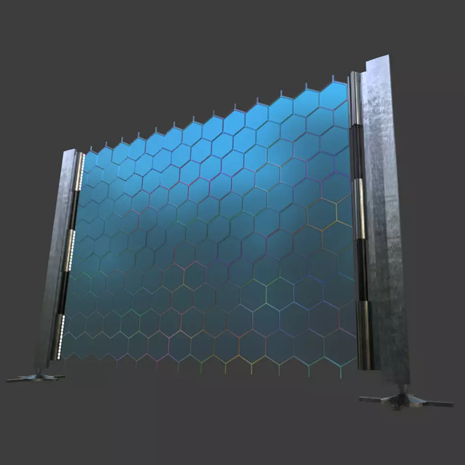 Space Game Ready Styled Hologram Force Field Barrier Fence PBR Low-poly 3D model_0