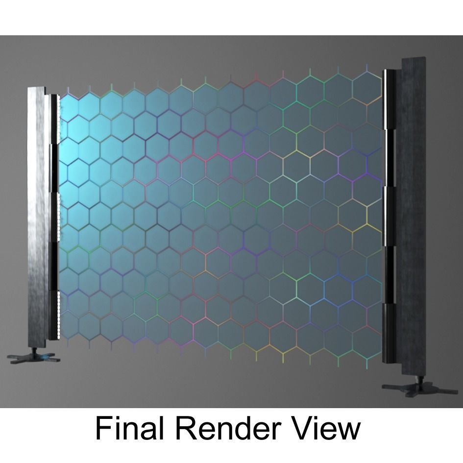 Space Game Ready Styled Hologram Force Field Barrier Fence PBR Low-poly 3D model_1