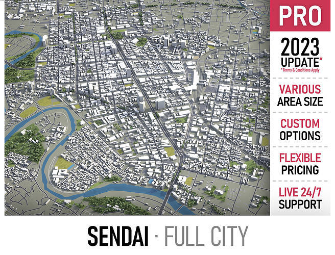 Sendai  Low-poly 3D model
