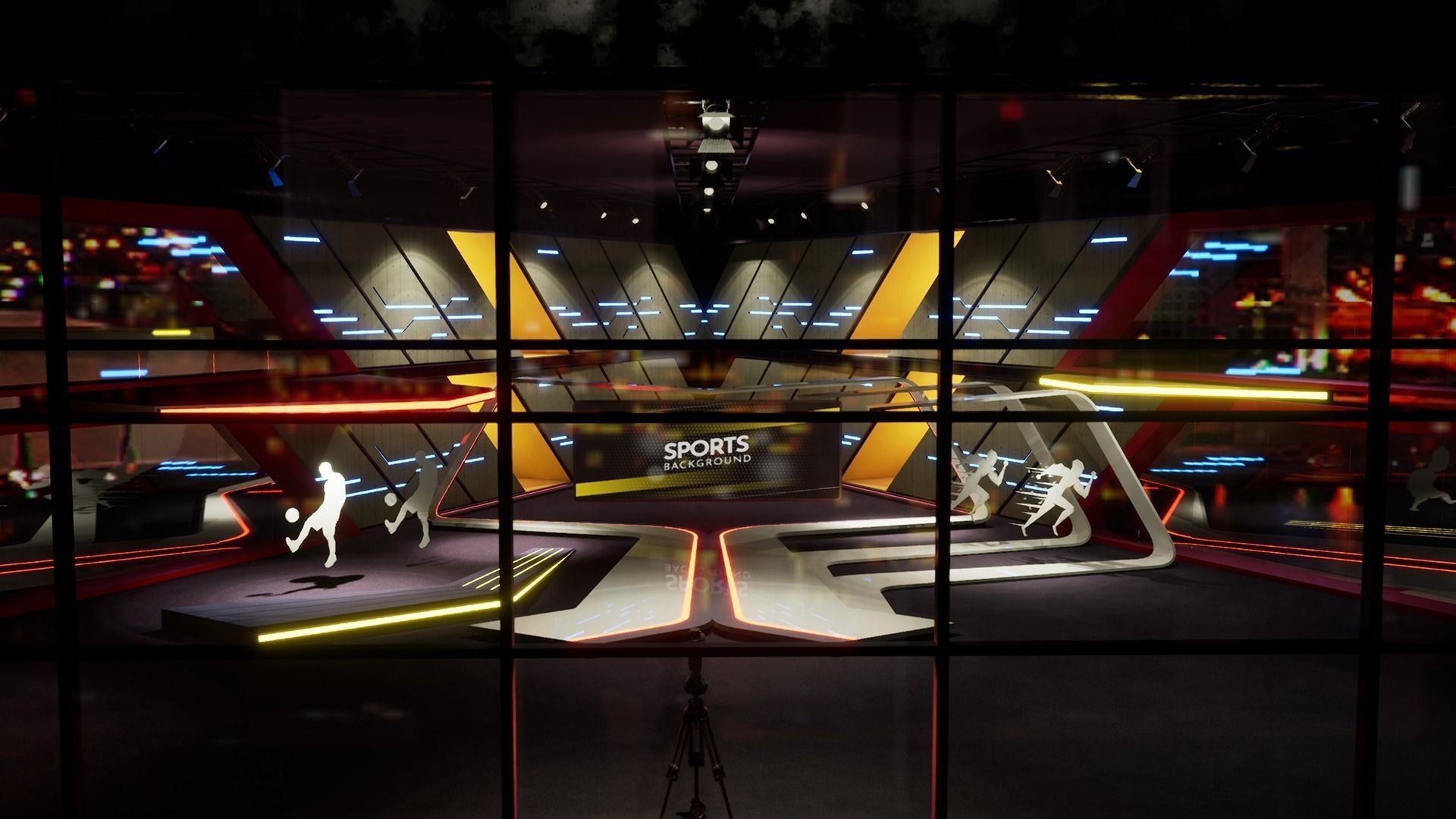 Virtual set sport Low-poly 3D model_3