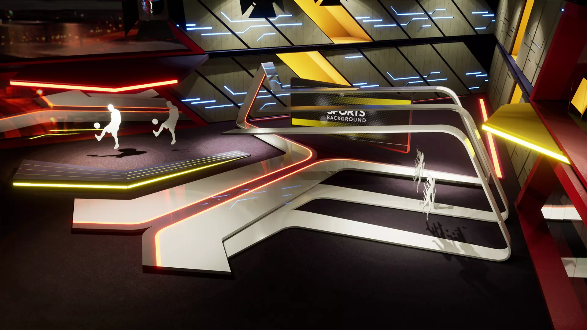 Virtual set sport Low-poly 3D model_0