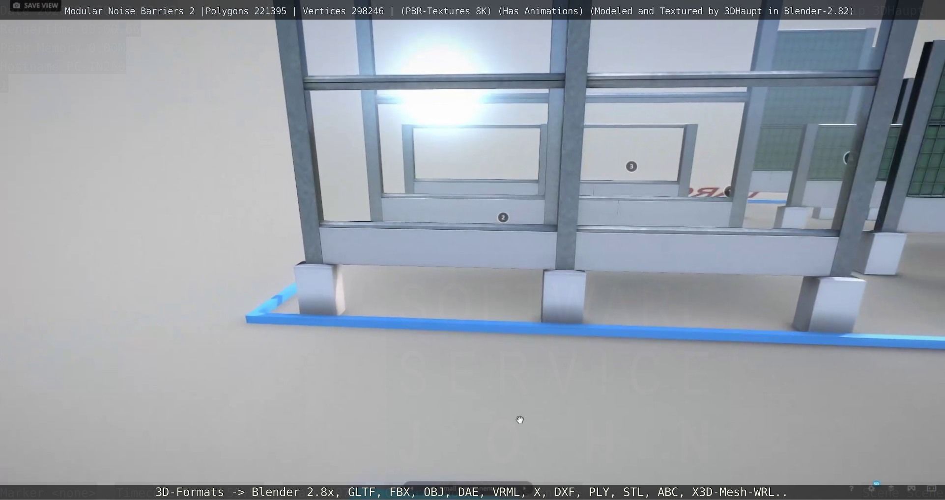 Modular Noise Barrier Set 2 Low-poly 3D model_73