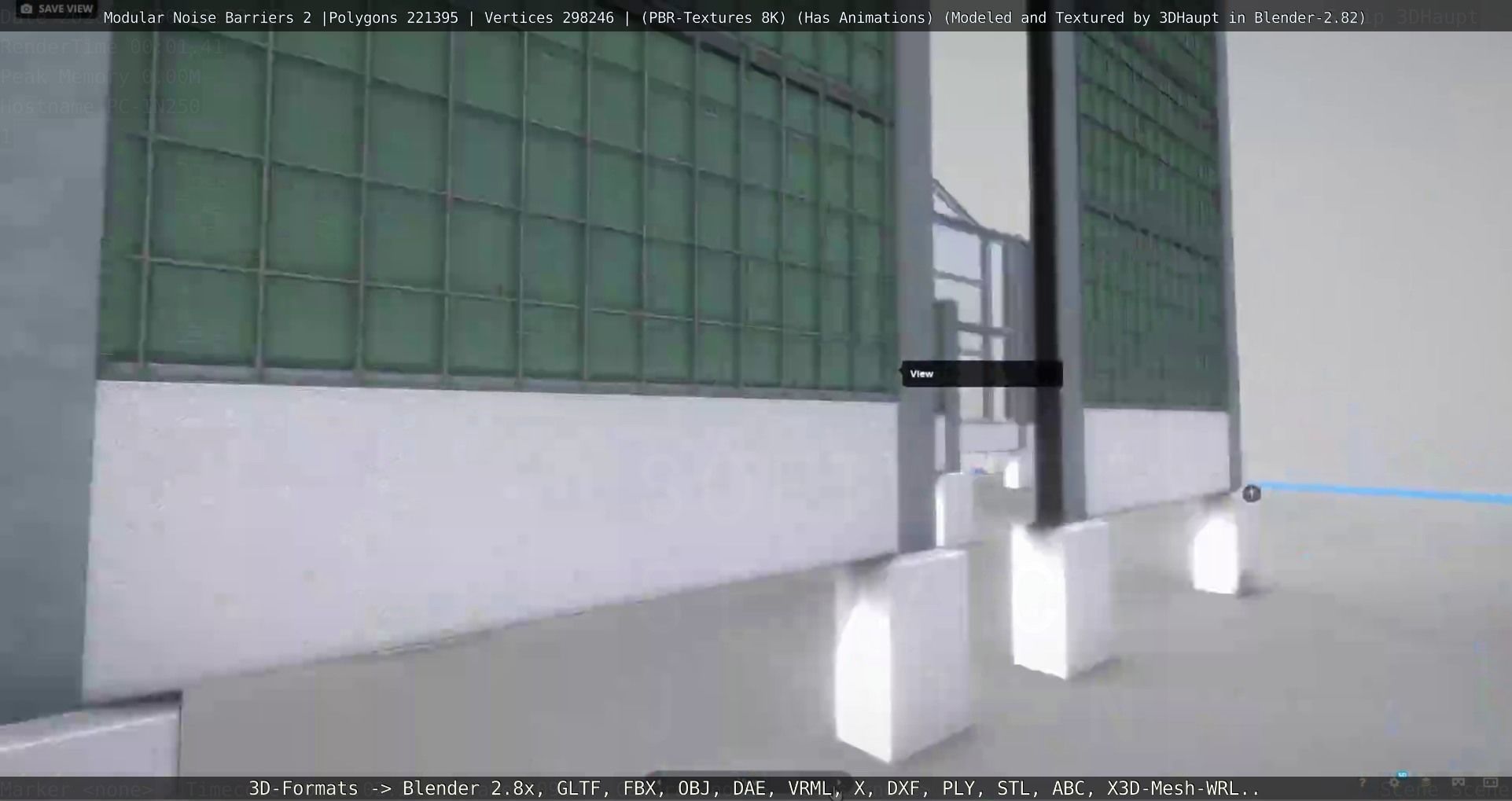 Modular Noise Barrier Set 2 Low-poly 3D model_72