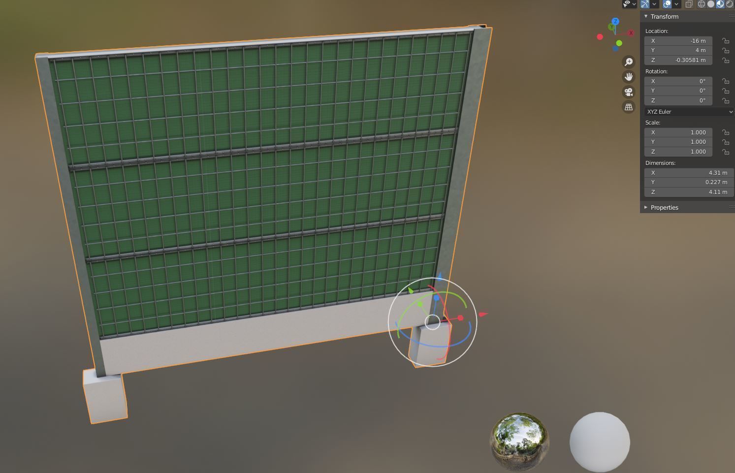 Modular Noise Barrier Set 2 Low-poly 3D model_37