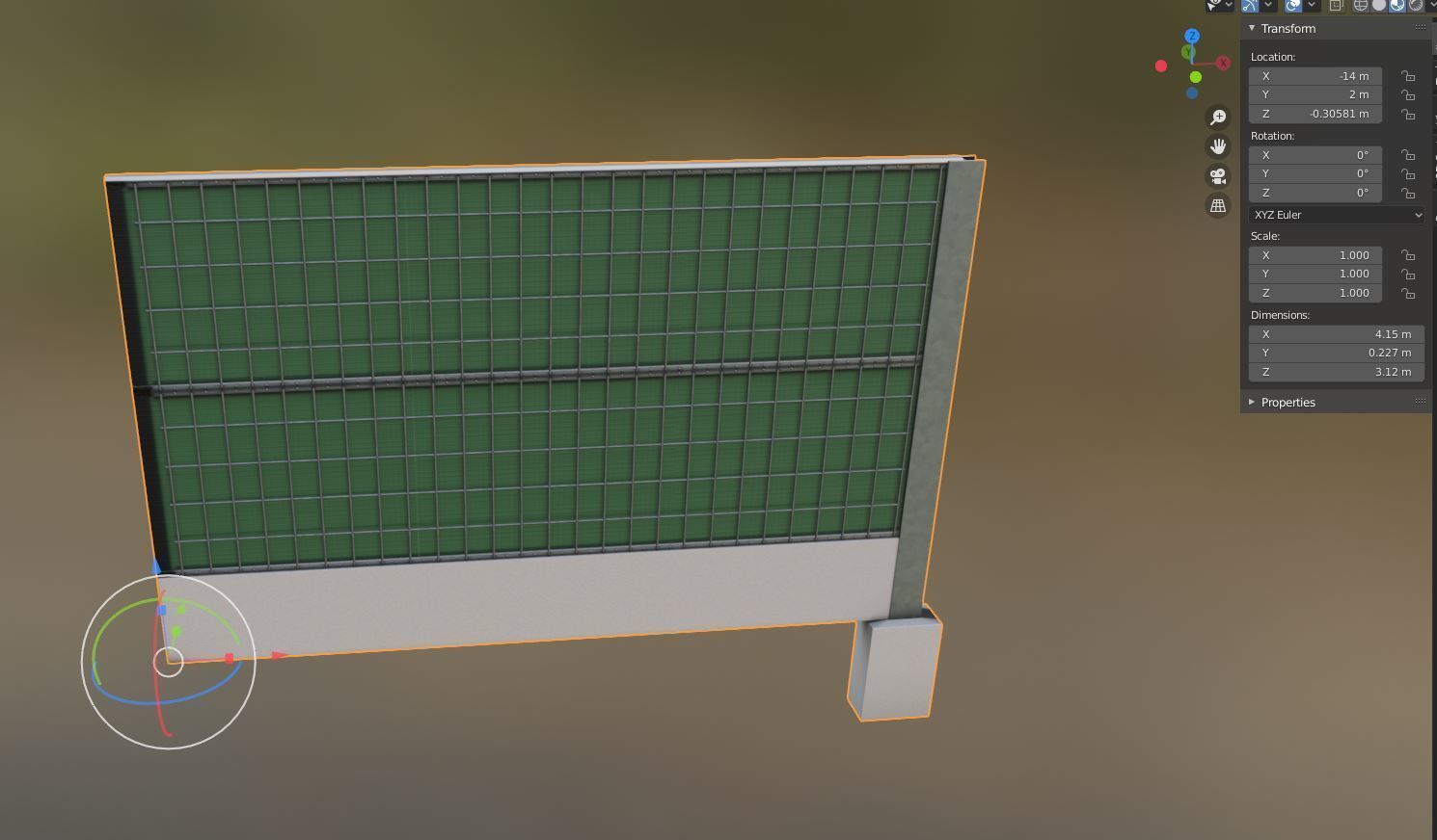 Modular Noise Barrier Set 2 Low-poly 3D model_26