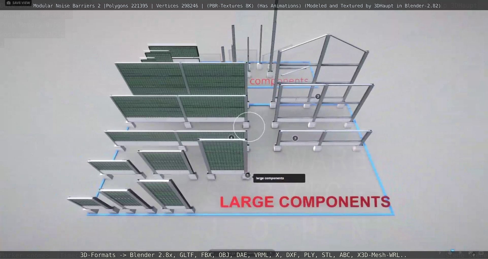 Modular Noise Barrier Set 2 Low-poly 3D model_74