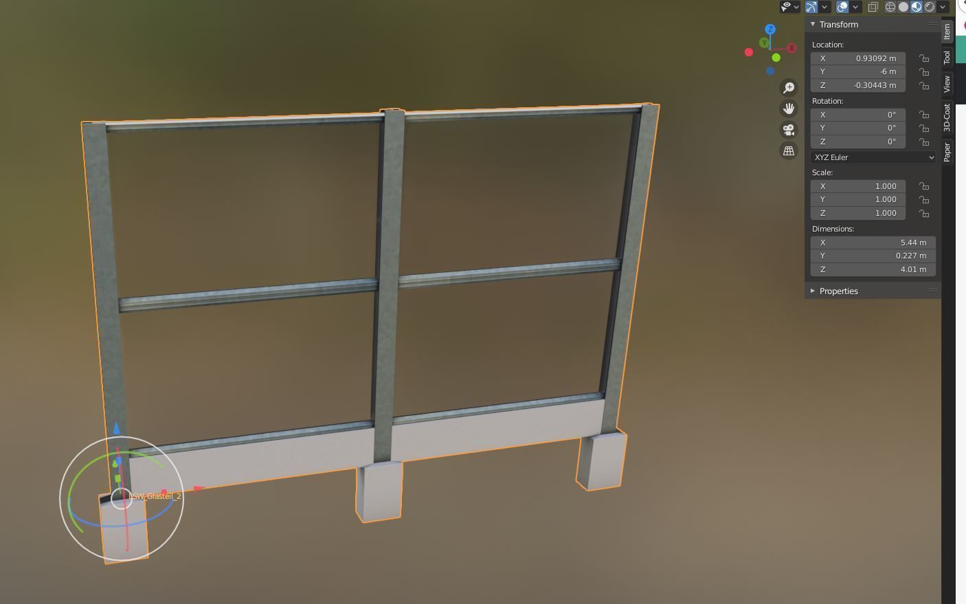 Modular Noise Barrier Set 2 Low-poly 3D model_9