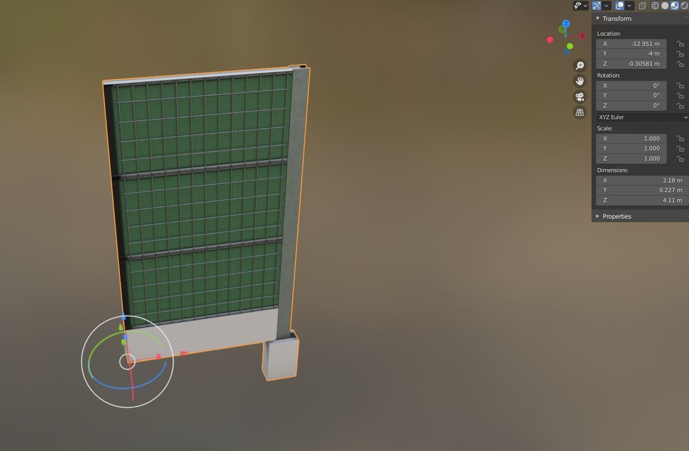 Modular Noise Barrier Set 2 Low-poly 3D model_34