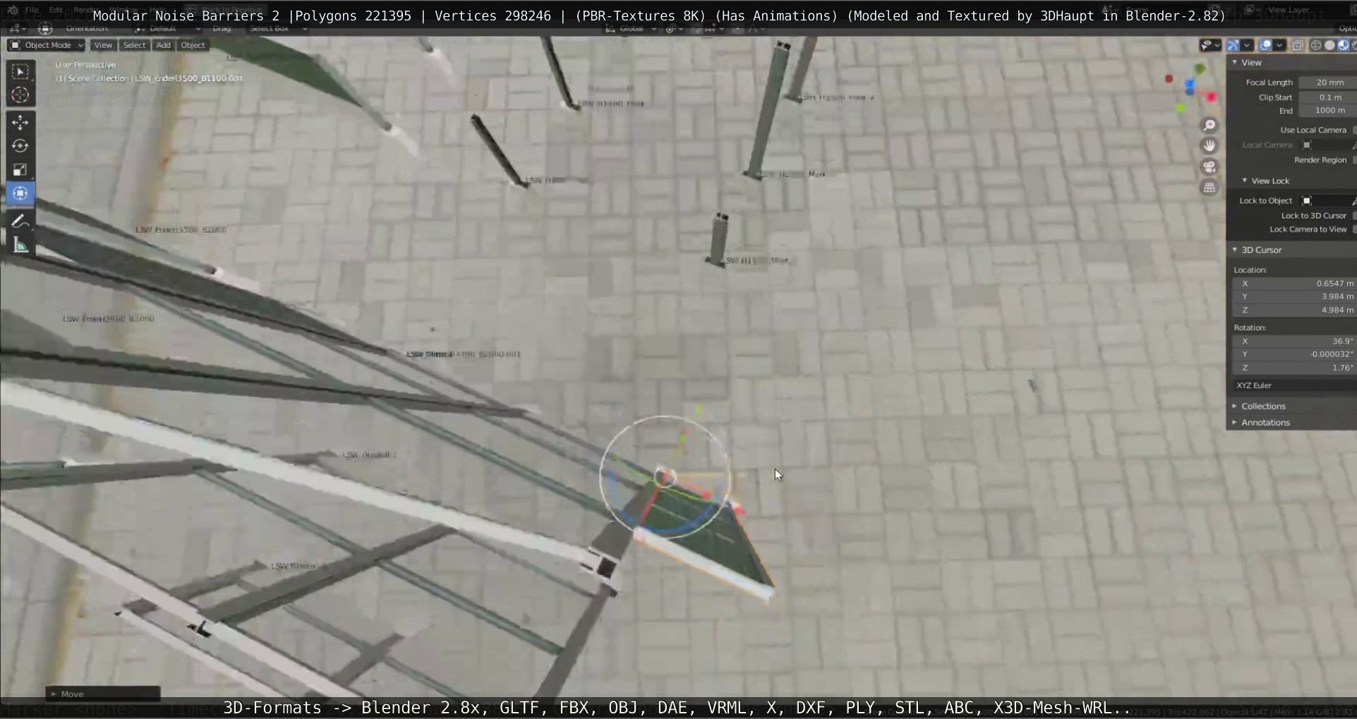 Modular Noise Barrier Set 2 Low-poly 3D model_122