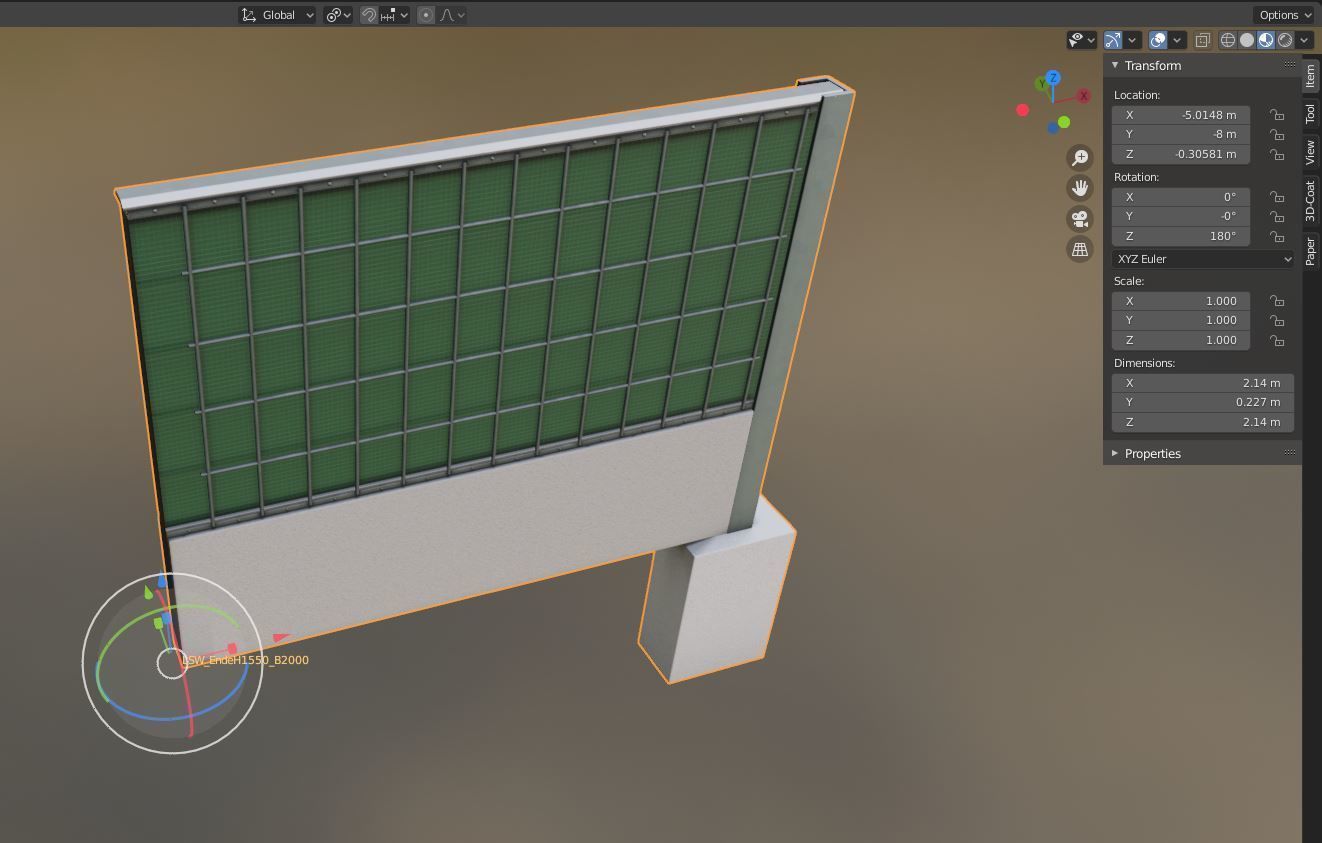 Modular Noise Barrier Set 2 Low-poly 3D model_11