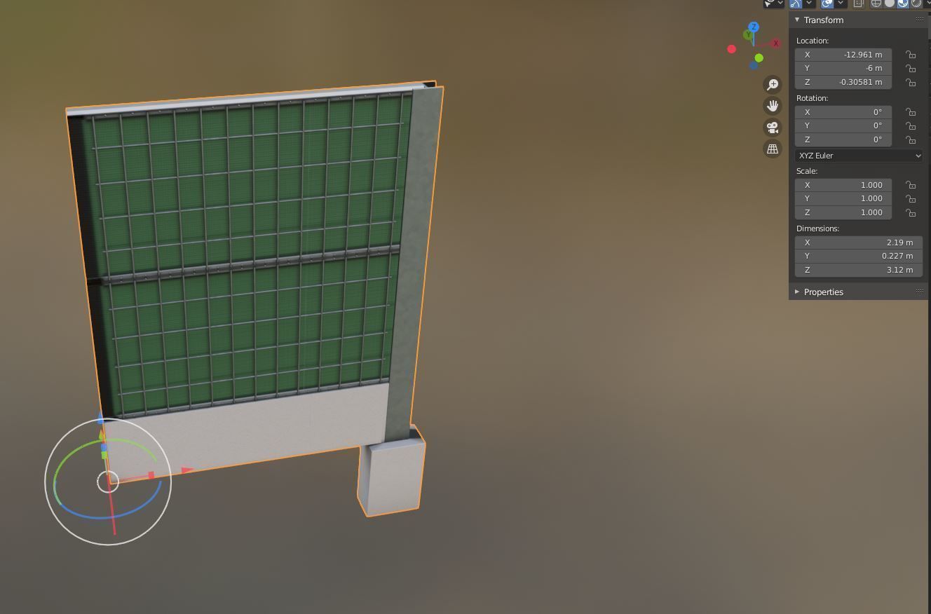 Modular Noise Barrier Set 2 Low-poly 3D model_12