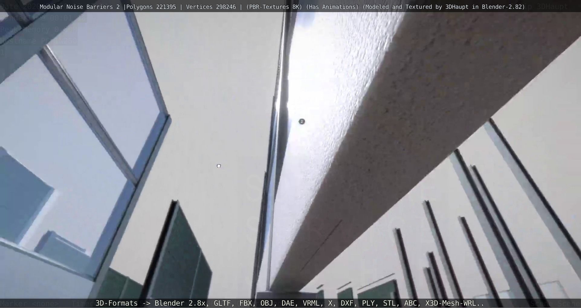 Modular Noise Barrier Set 2 Low-poly 3D model_71