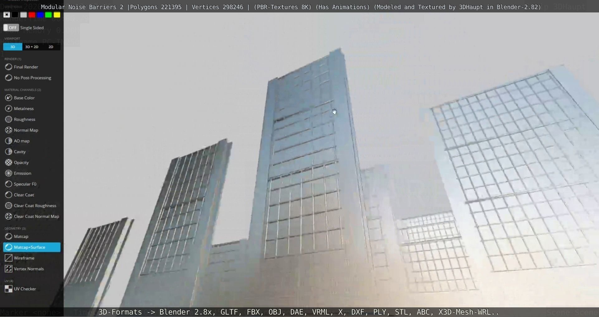 Modular Noise Barrier Set 2 Low-poly 3D model_54