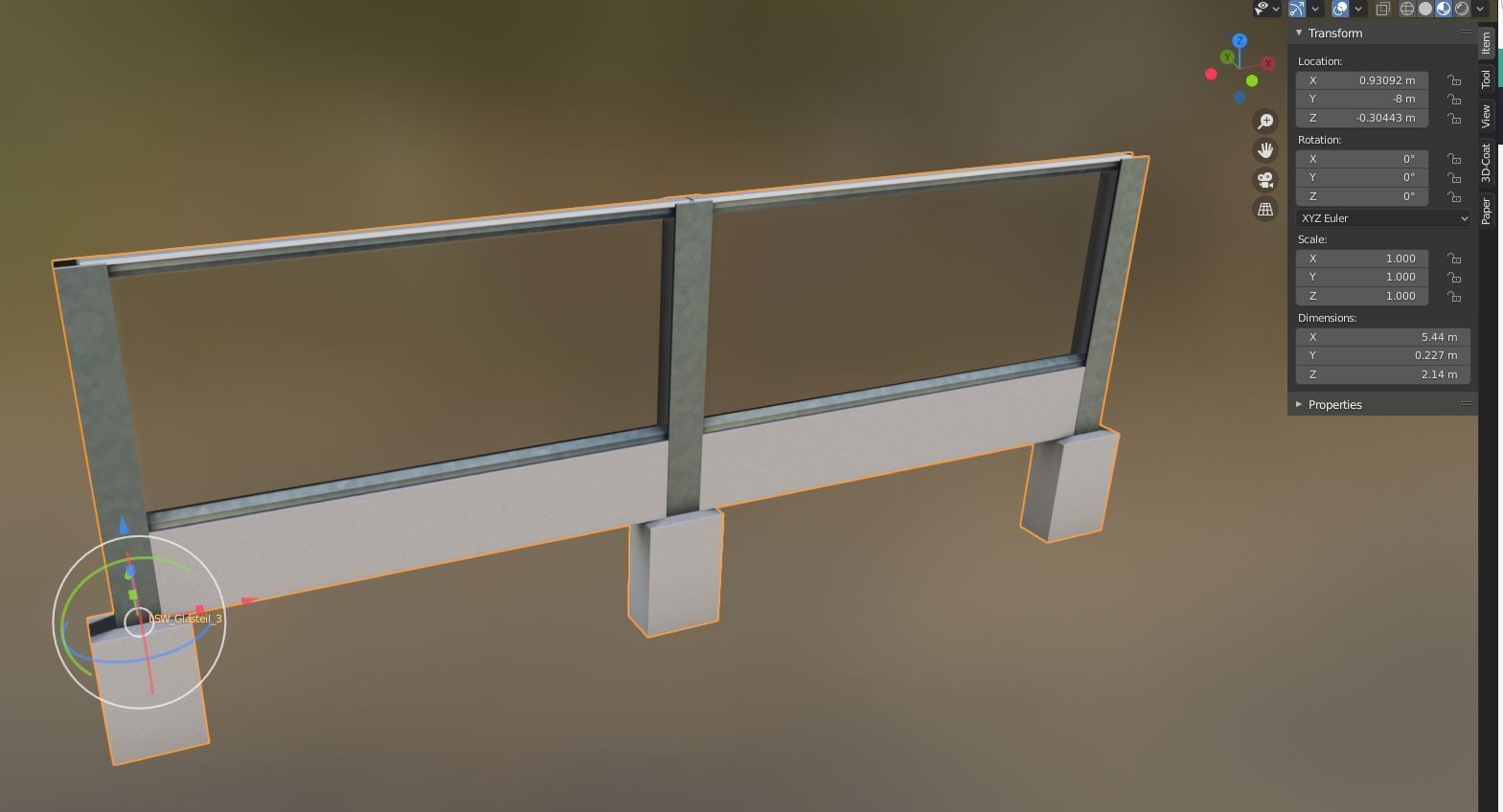 Modular Noise Barrier Set 2 Low-poly 3D model_13