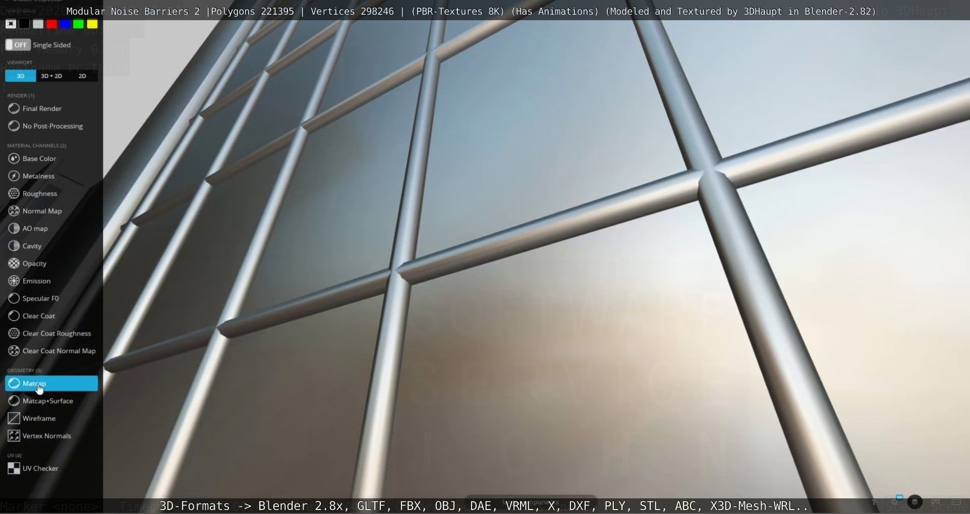 Modular Noise Barrier Set 2 Low-poly 3D model_53