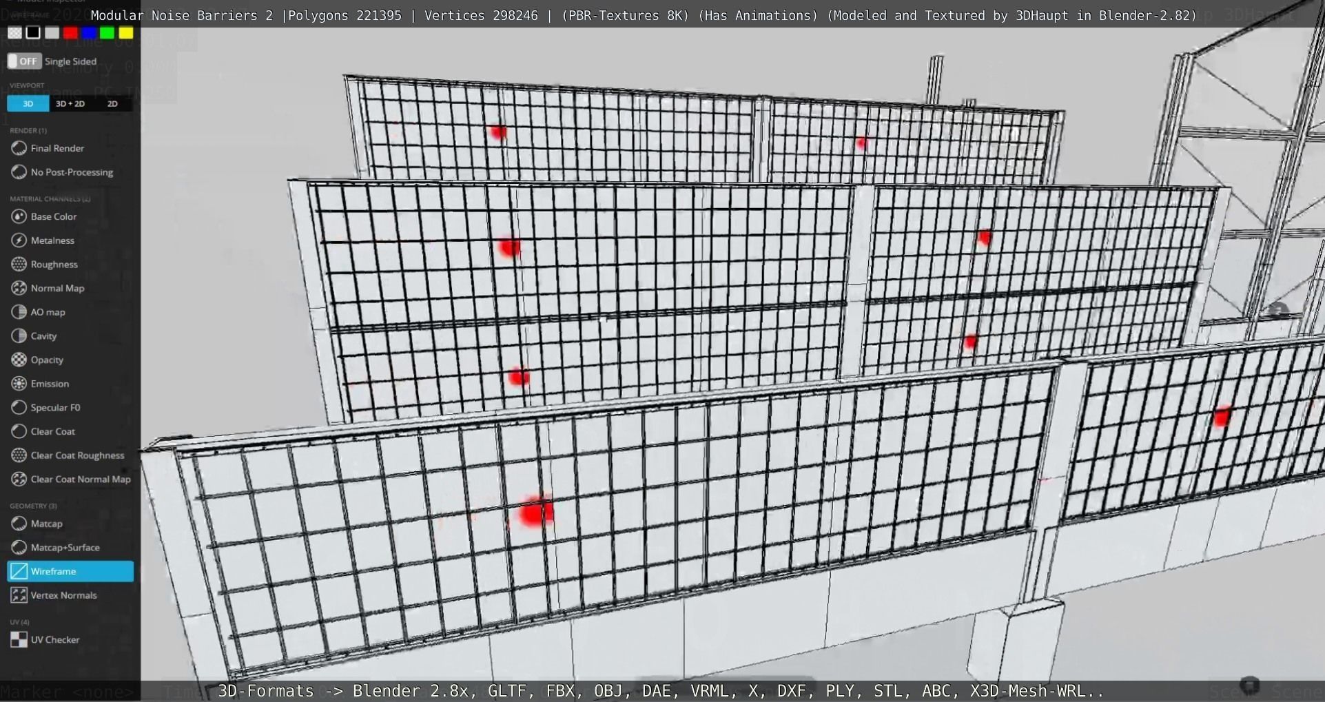 Modular Noise Barrier Set 2 Low-poly 3D model_64