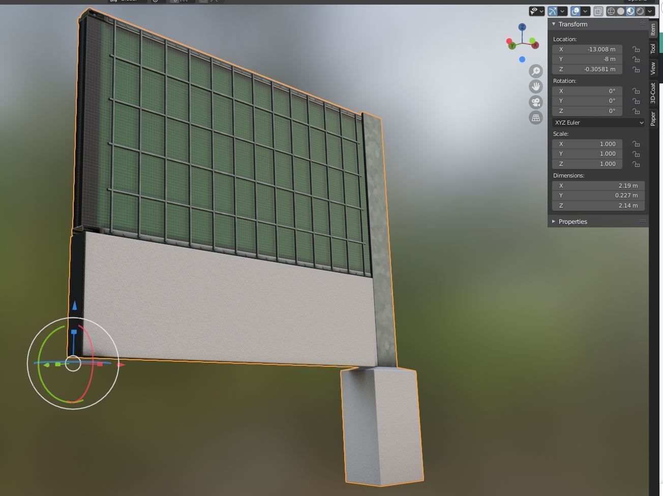 Modular Noise Barrier Set 2 Low-poly 3D model_31