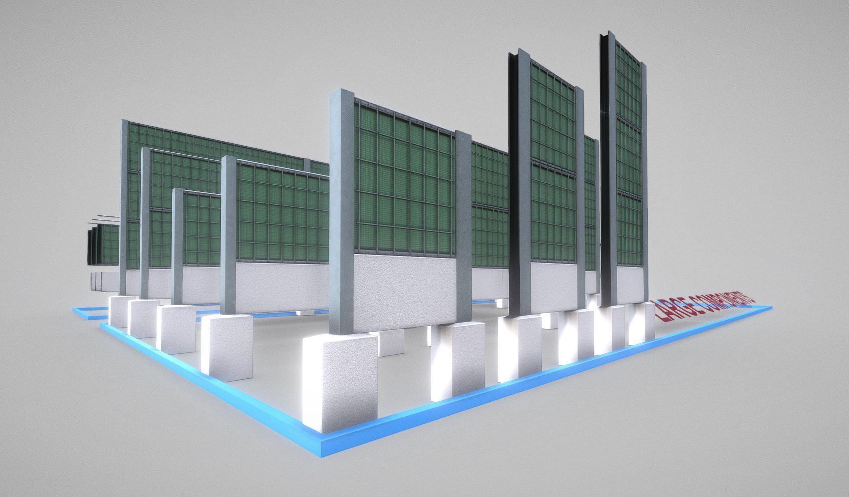 Modular Noise Barrier Set 2 Low-poly 3D model_6