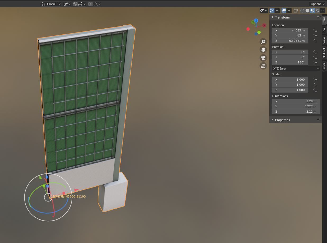 Modular Noise Barrier Set 2 Low-poly 3D model_29