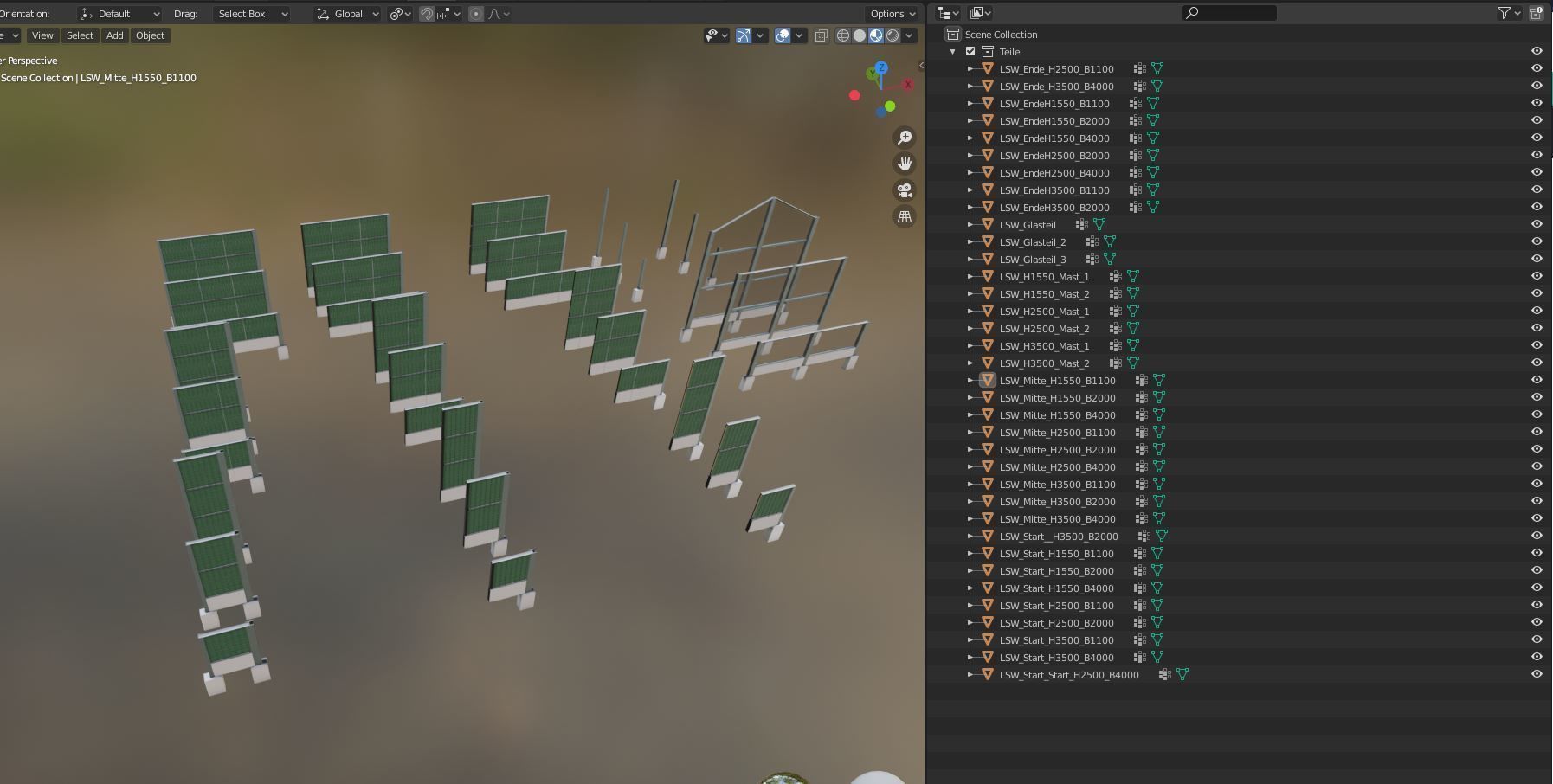 Modular Noise Barrier Set 2 Low-poly 3D model_4