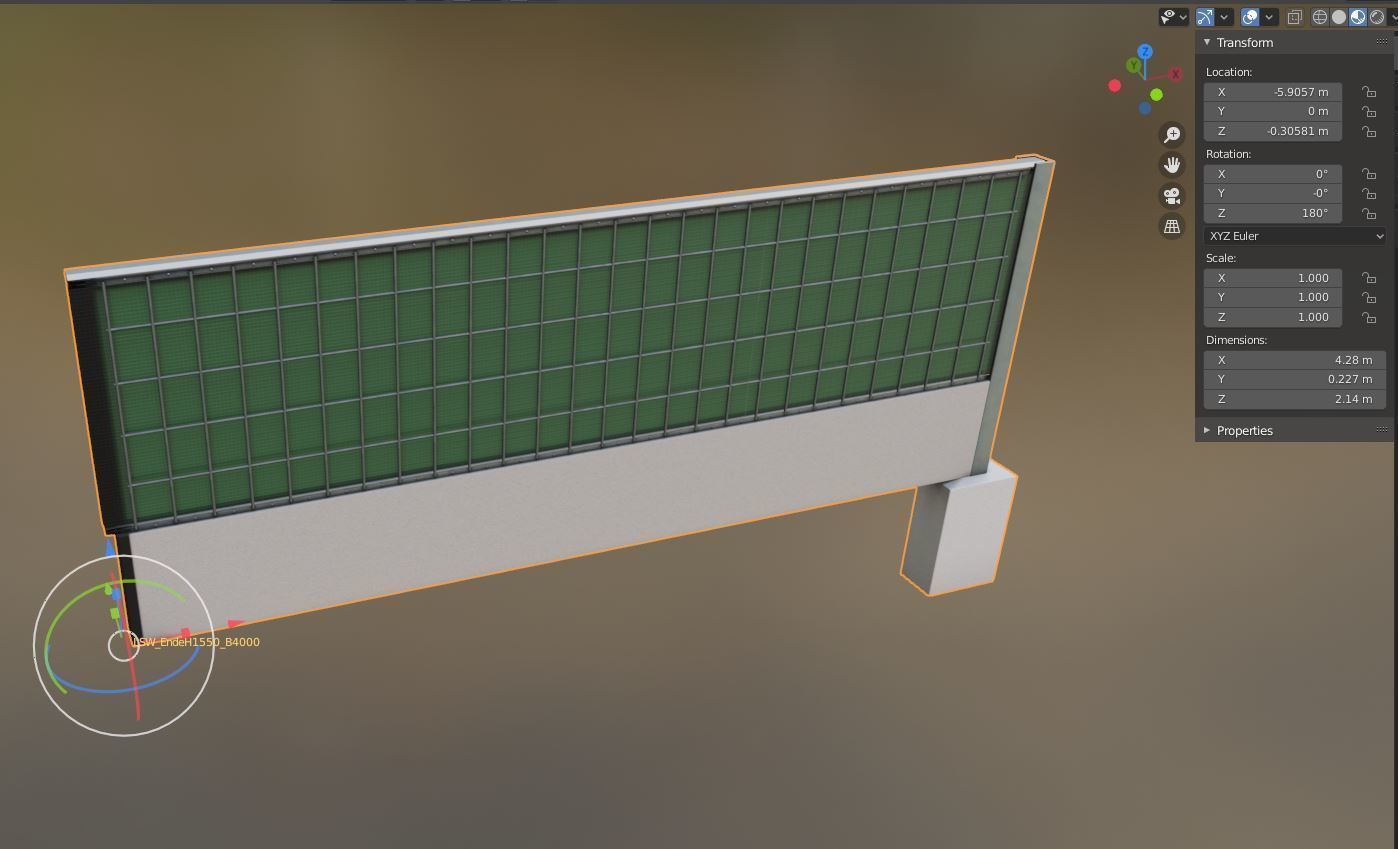 Modular Noise Barrier Set 2 Low-poly 3D model_33