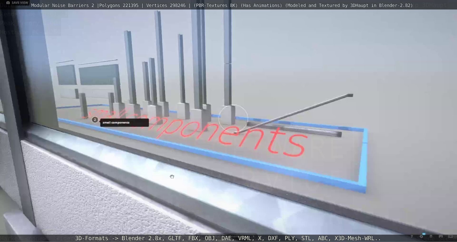 Modular Noise Barrier Set 2 Low-poly 3D model_69