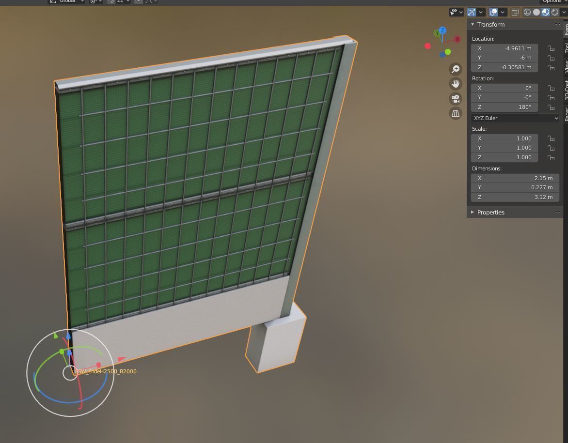 Modular Noise Barrier Set 2 Low-poly 3D model_16