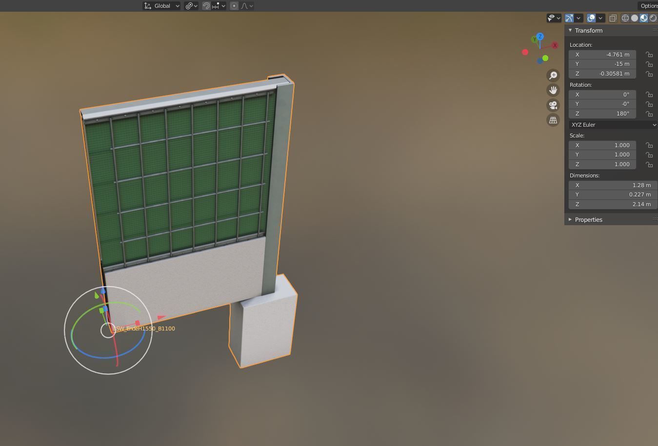 Modular Noise Barrier Set 2 Low-poly 3D model_23