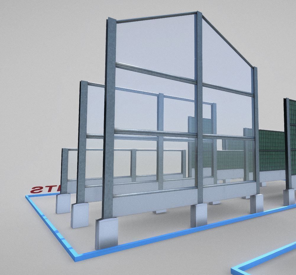 Modular Noise Barrier Set 2 Low-poly 3D model_5