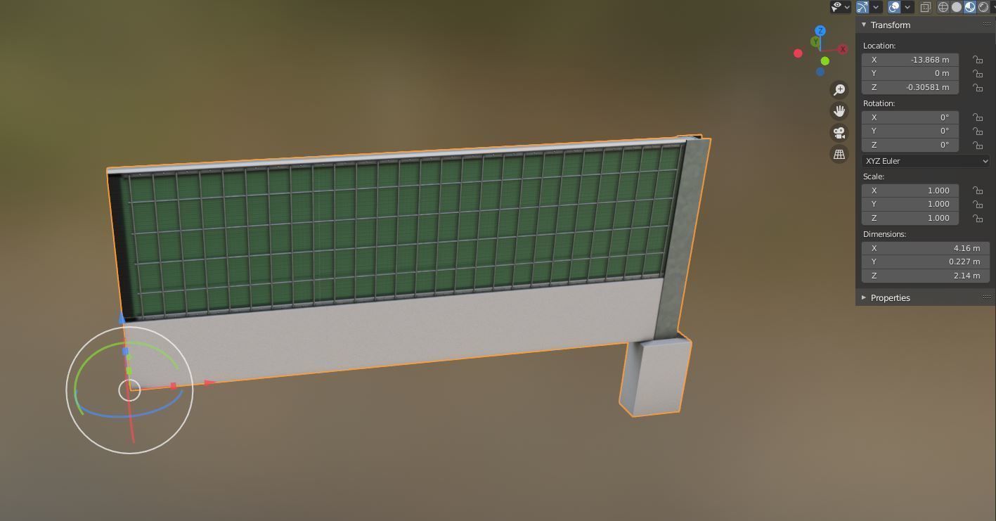 Modular Noise Barrier Set 2 Low-poly 3D model_8