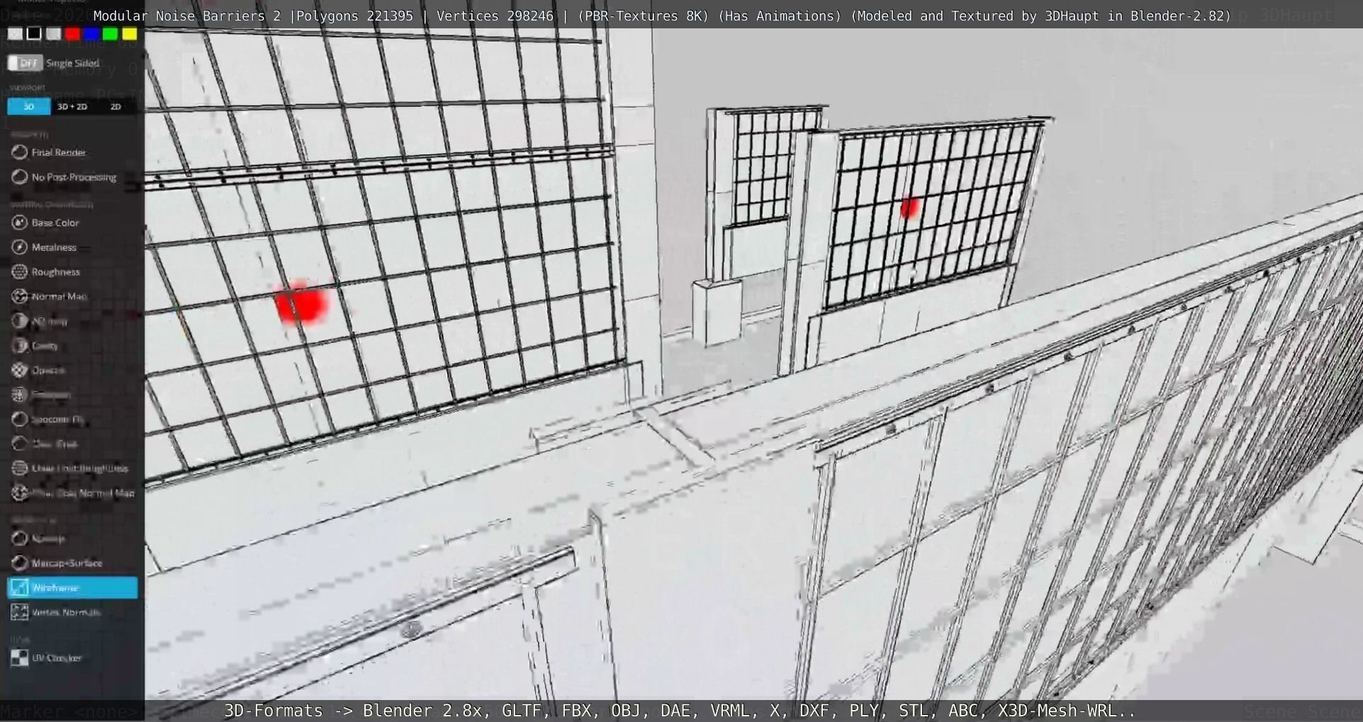 Modular Noise Barrier Set 2 Low-poly 3D model_55