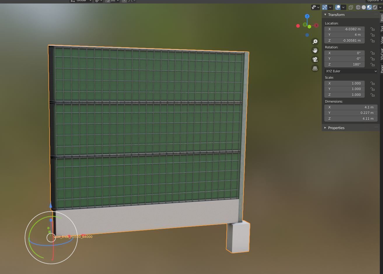 Modular Noise Barrier Set 2 Low-poly 3D model_22