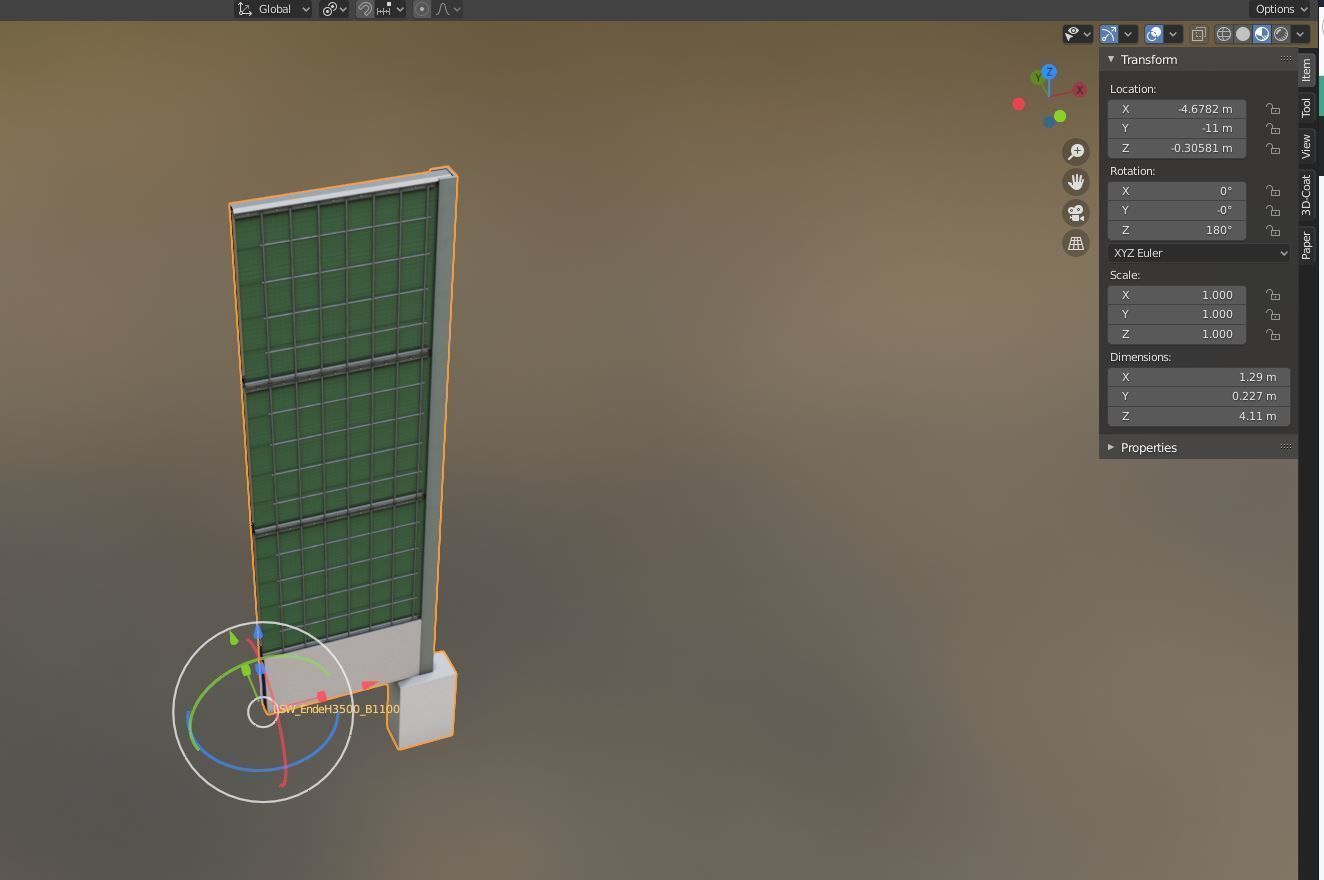 Modular Noise Barrier Set 2 Low-poly 3D model_17