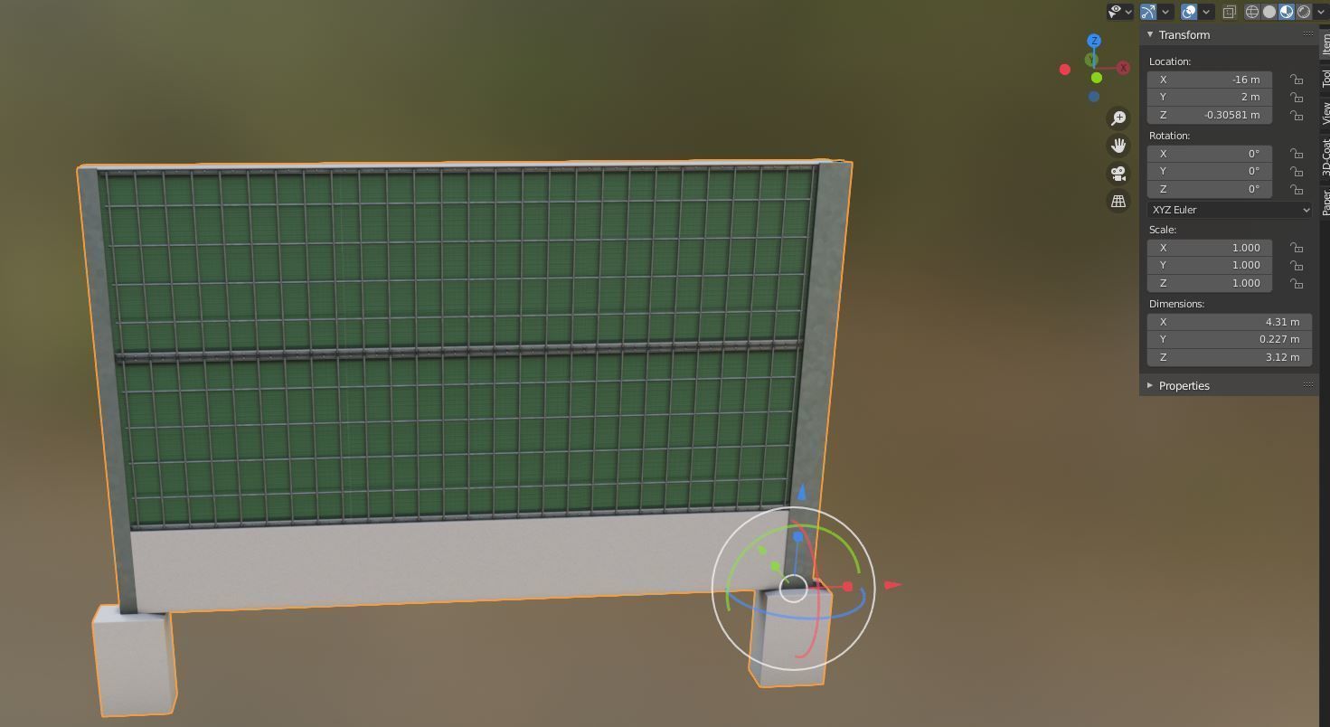 Modular Noise Barrier Set 2 Low-poly 3D model_18