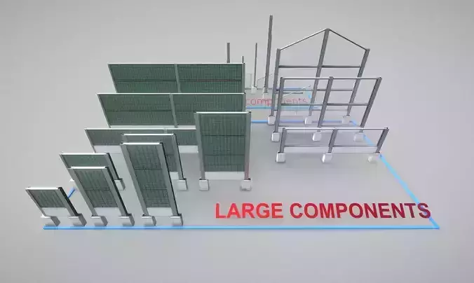 Modular Noise Barrier Set 2 Low-poly 3D model Modular Noise Barrier Set 2 Low-poly 3D model