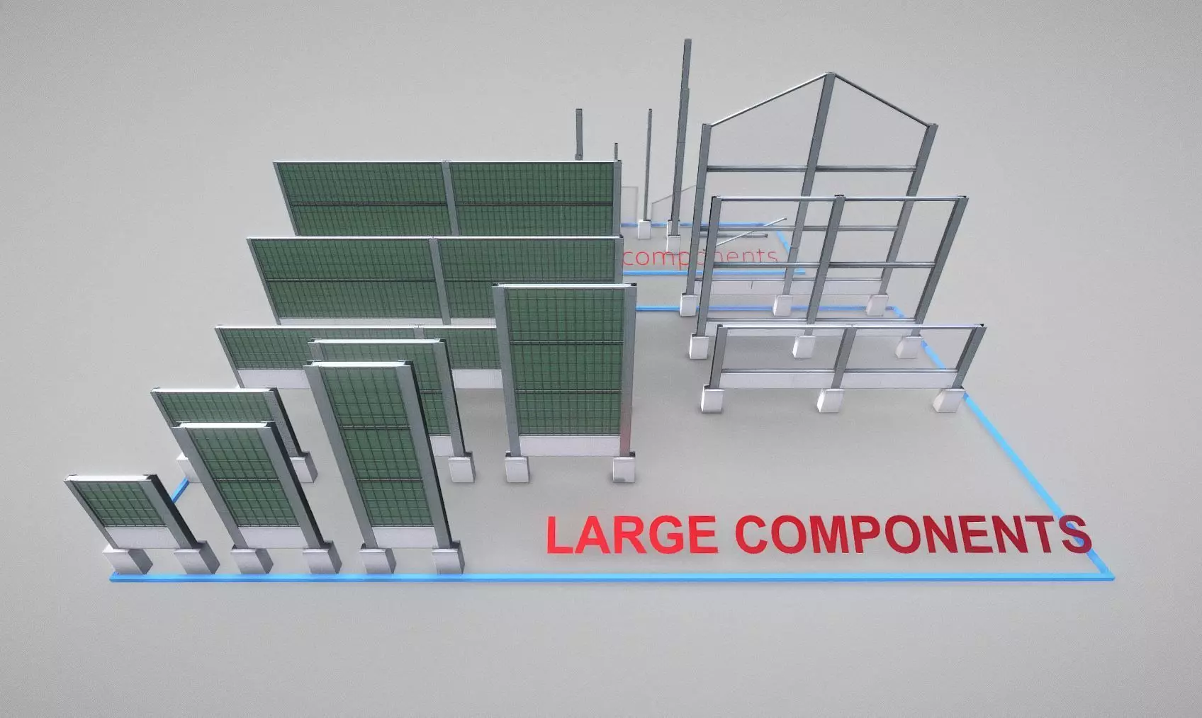 Modular Noise Barrier Set 2 Low-poly 3D model_0