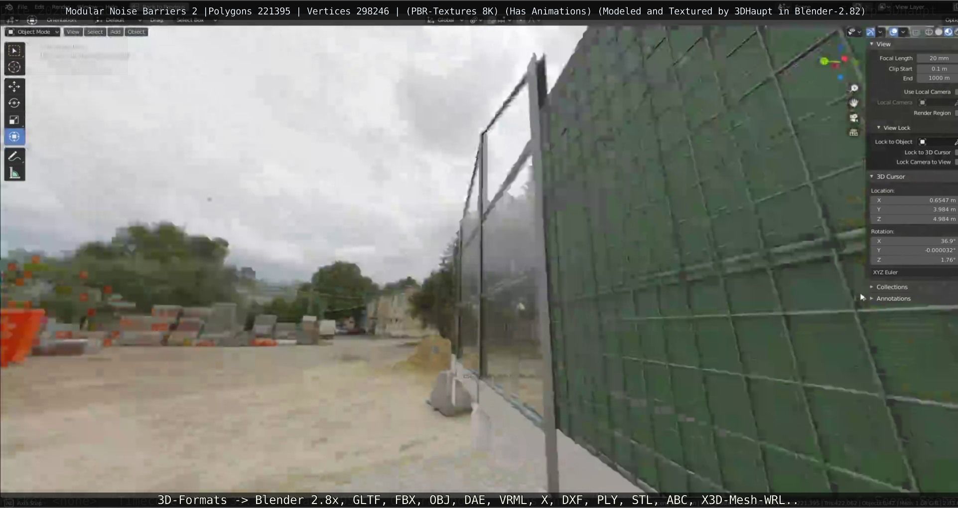 Modular Noise Barrier Set 2 Low-poly 3D model_126