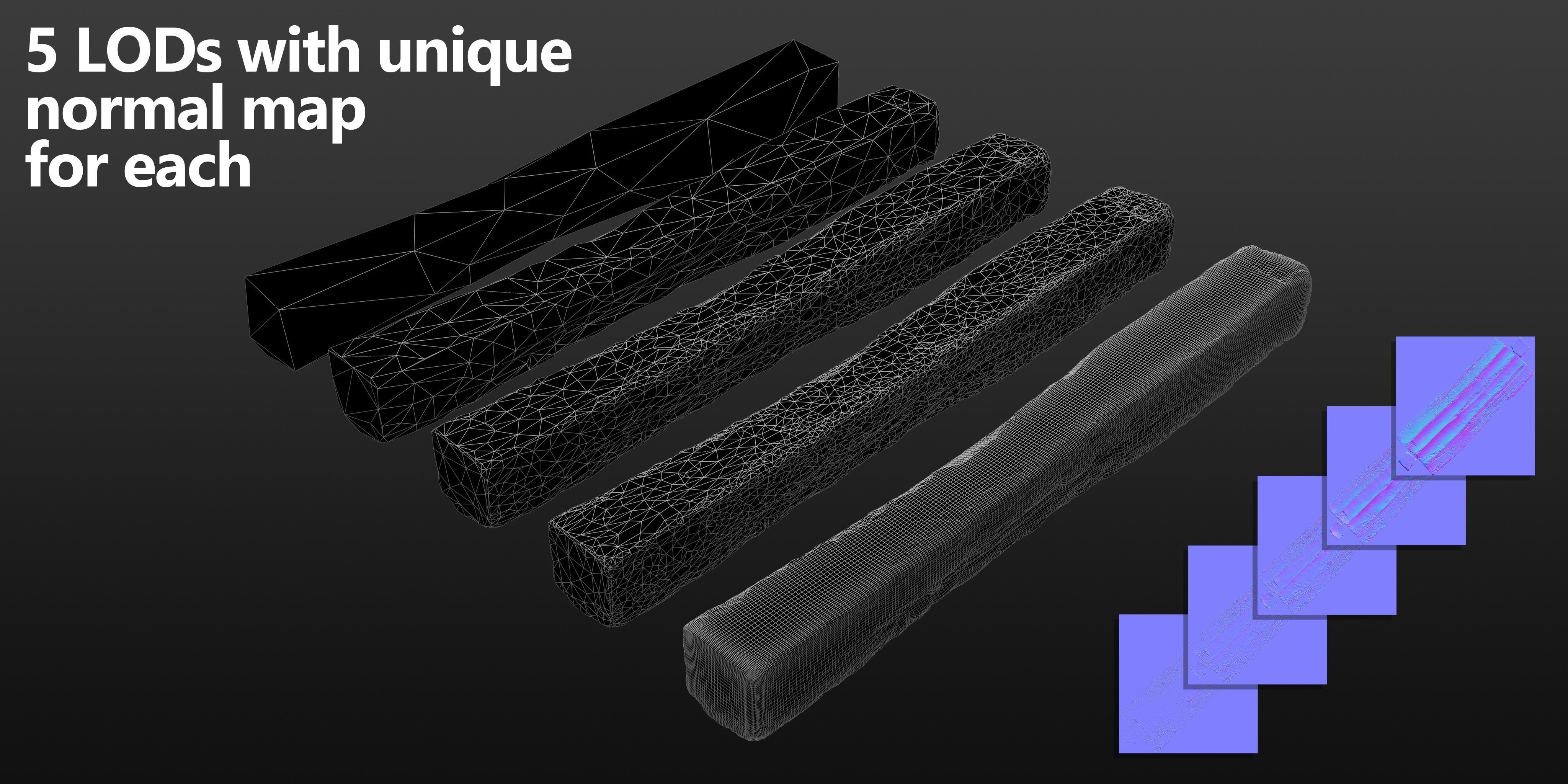 Wood Beam 03 3D model_6